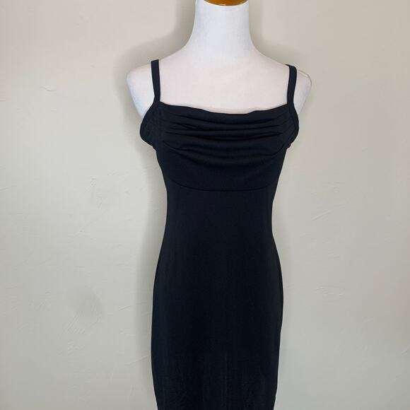 All That Jazz Black Slip Dress Draped Neck Small - Picture 6 of 9